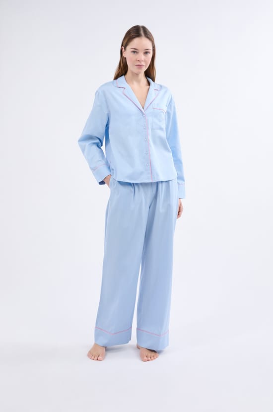 Chemise de pyjama à manches longues en coton;${refinementColor}
