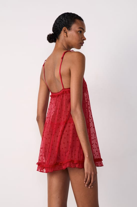 Short Transparent Voile Nightdress with Hearts;${refinementColor}
