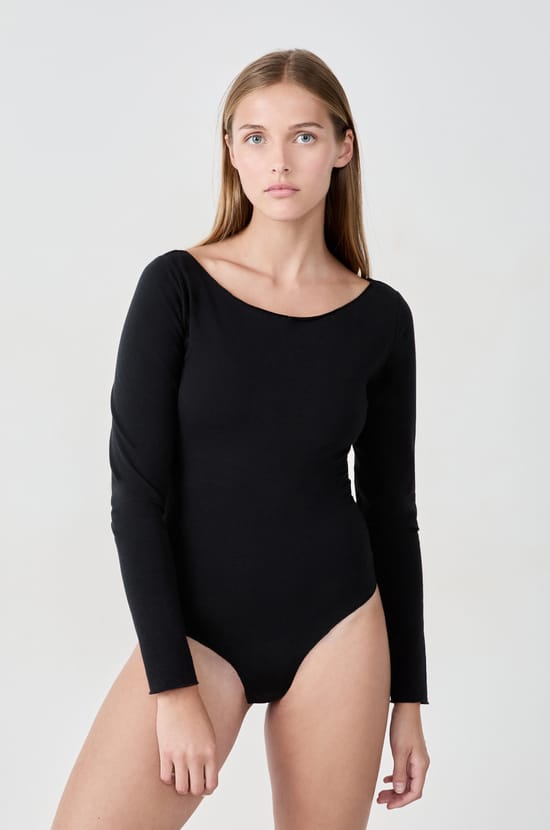 Body &agrave; manches longues en coton et modal;${refinementColor}