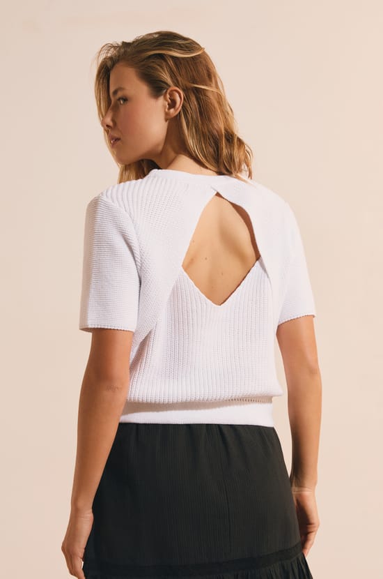 Short-sleeved Sweater with Cotton;${refinementColor}