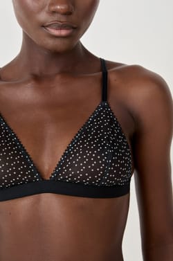 Soutien-gorge triangle sans armatures tulle à pois;${refinementColor}