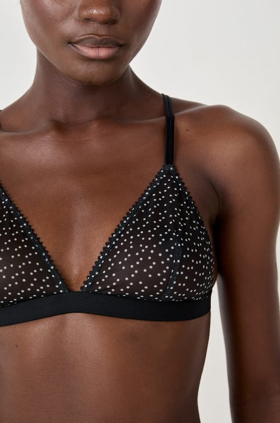 Wireless Triangle Bra with Polka Dot Tulle;${refinementColor}