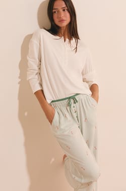 Pantalon de pyjama &agrave; rayures avec motifs chiens;${refinementColor}
