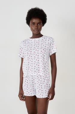Pyjama T-shirt with floral pattern;${refinementColor}