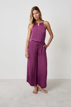 Pantalon satin&eacute; coupe large;${refinementColor}