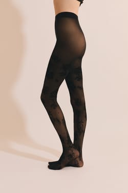 Collant semi-opaque &agrave; motifs fleuris - 30 Deniers;${refinementColor}
