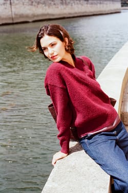 V-Neck Knit Sweater;${refinementColor}