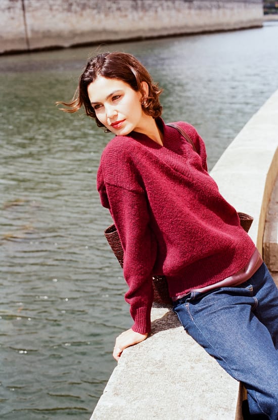 Pull col V en maille;${refinementColor}