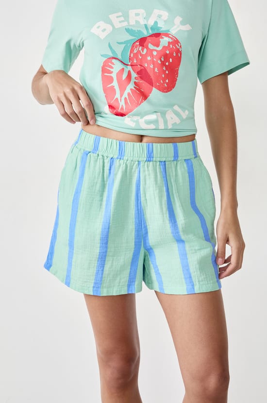 Striped cotton pyjama shorts;${refinementColor}