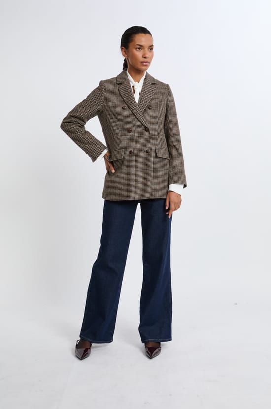 Veste blazer à carreaux;${refinementColor}