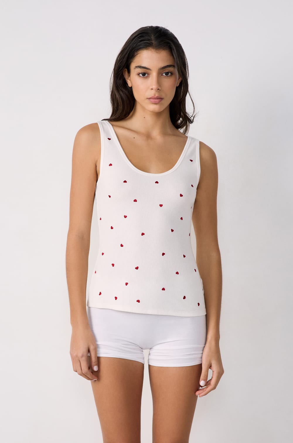 Tank Top with Heart Motifs;${refinementColor}