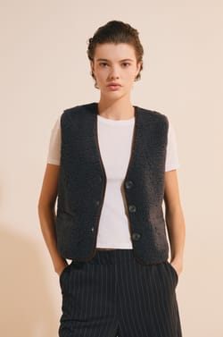 Veste sans manches effet sherpa;${refinementColor}