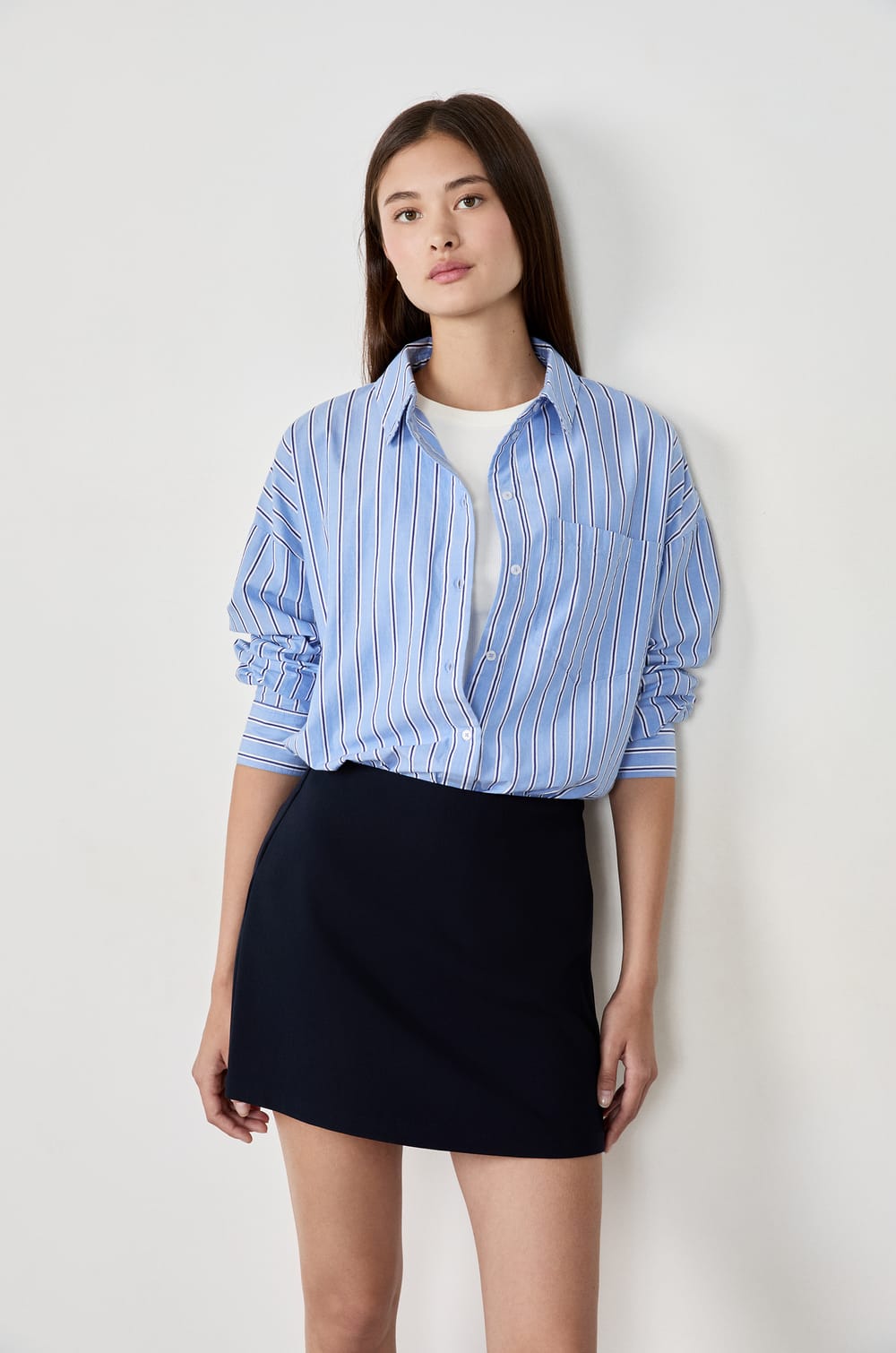 Chemise à rayures en coton;${refinementColor}