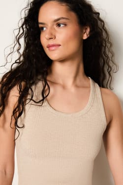 Ribbed cotton pyjama tank top;${refinementColor}