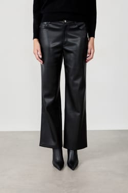 Wide-Leg Faux Leather Trousers;${refinementColor}