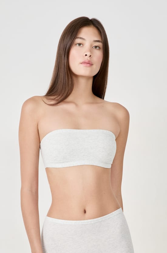 Wireless strapless bra in stretchy organic cotton;${refinementColor}
