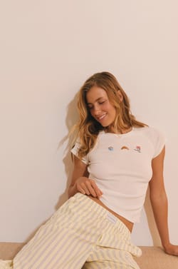 T-shirt de pyjama en coton avec motifs;${refinementColor}