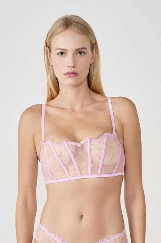 Strapless Bra with Embroidery;${refinementColor}