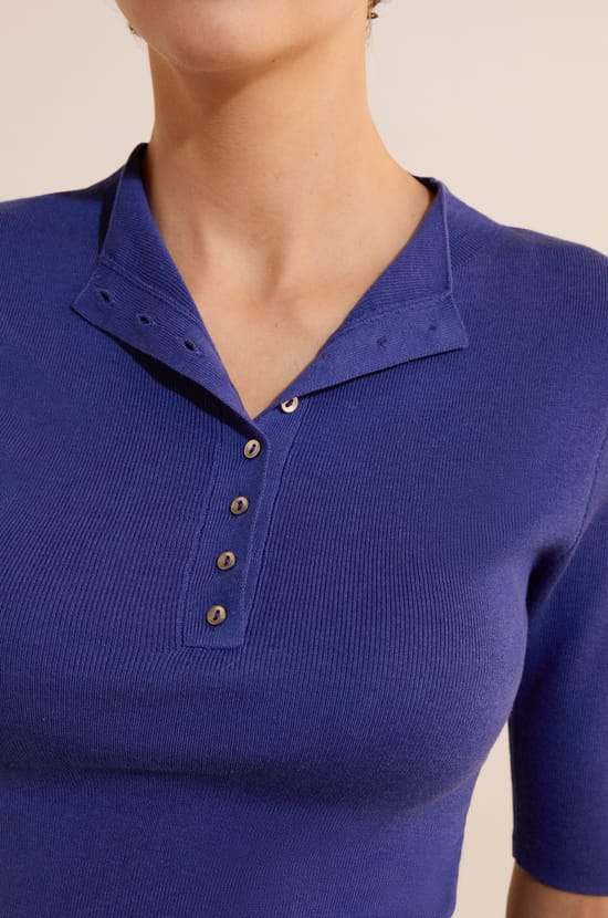 T-shirt &agrave; boutons avec coton;${refinementColor}