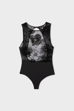 Sleeveless patterned bodysuit;${refinementColor}