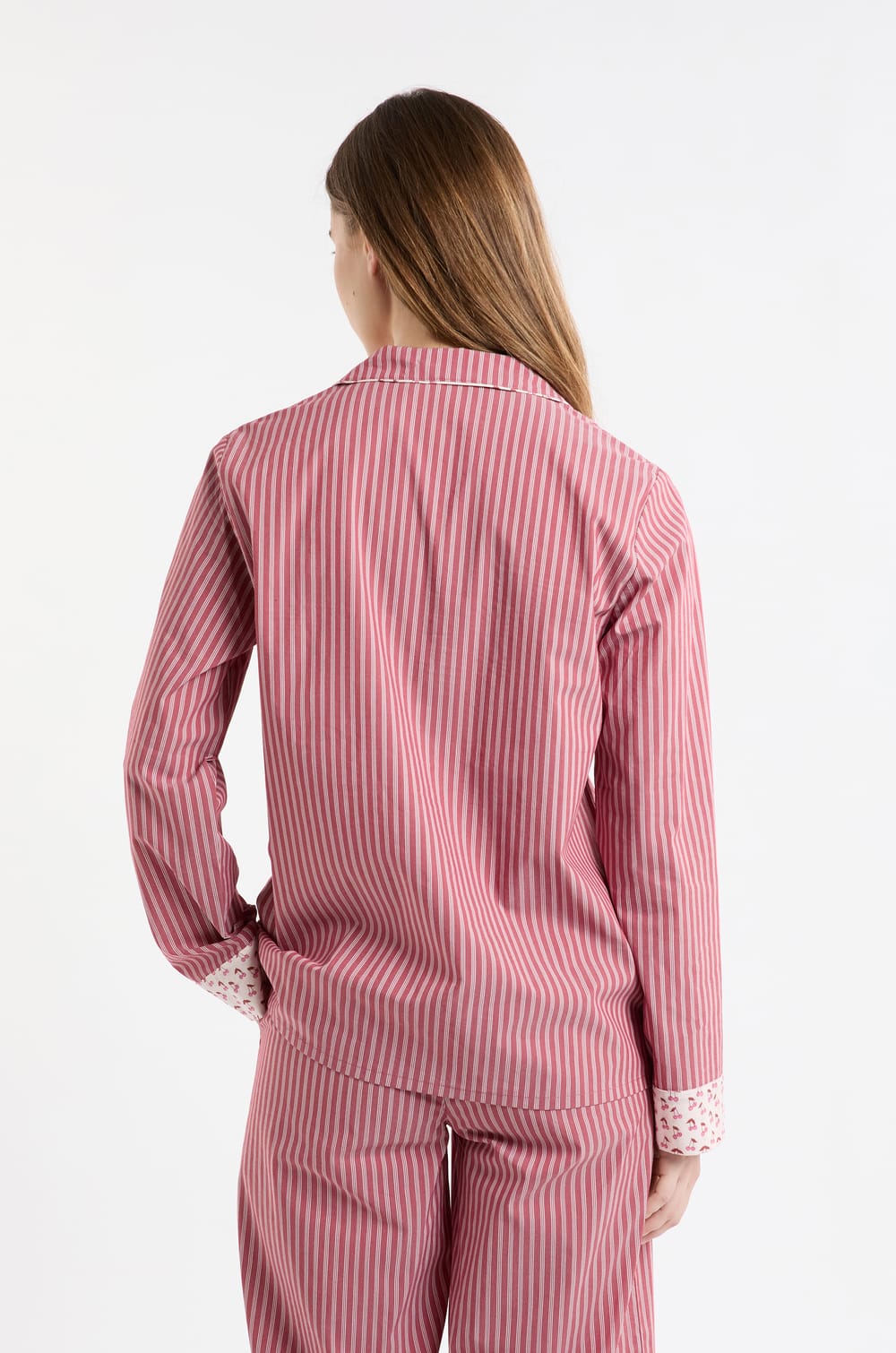 Striped Cotton Pyjama Shirt with "Cocktail" Details;${refinementColor}