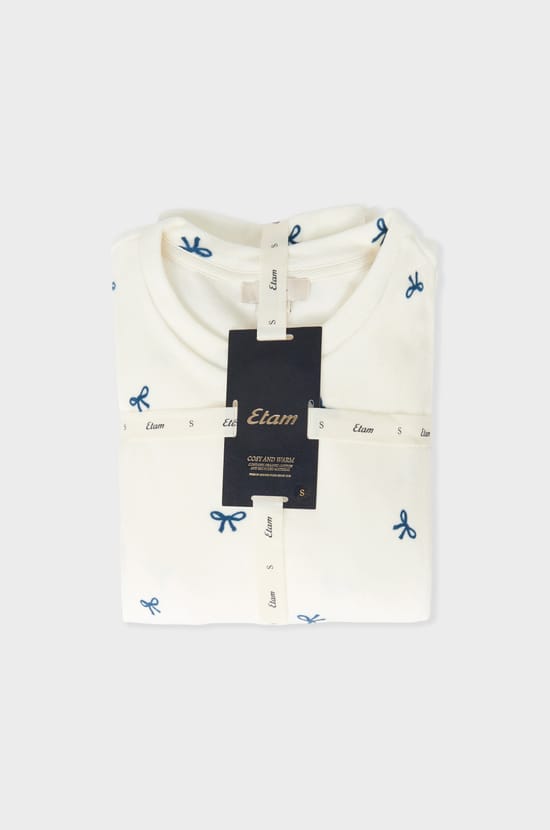 Ensemble de pyjama 2 pièces à motifs noeuds effet velours;${refinementColor}