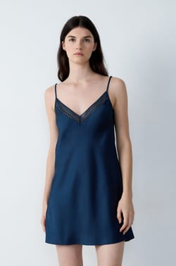 Short Satin Nightdress With Lace Details;${refinementColor}