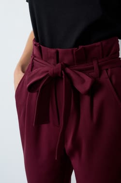 Carrot-Cut Trousers with Tie Belt;${refinementColor}