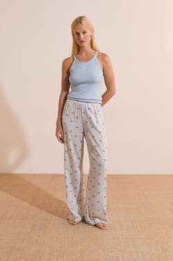 Pyjama Trousers with Croissant Print;${refinementColor}