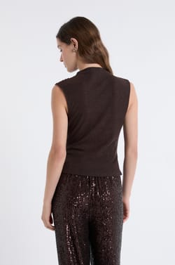 High Neck Sleeveless Iridescent Top;${refinementColor}