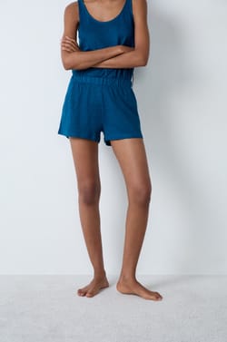 Linen Pyjama Shorts;${refinementColor}
