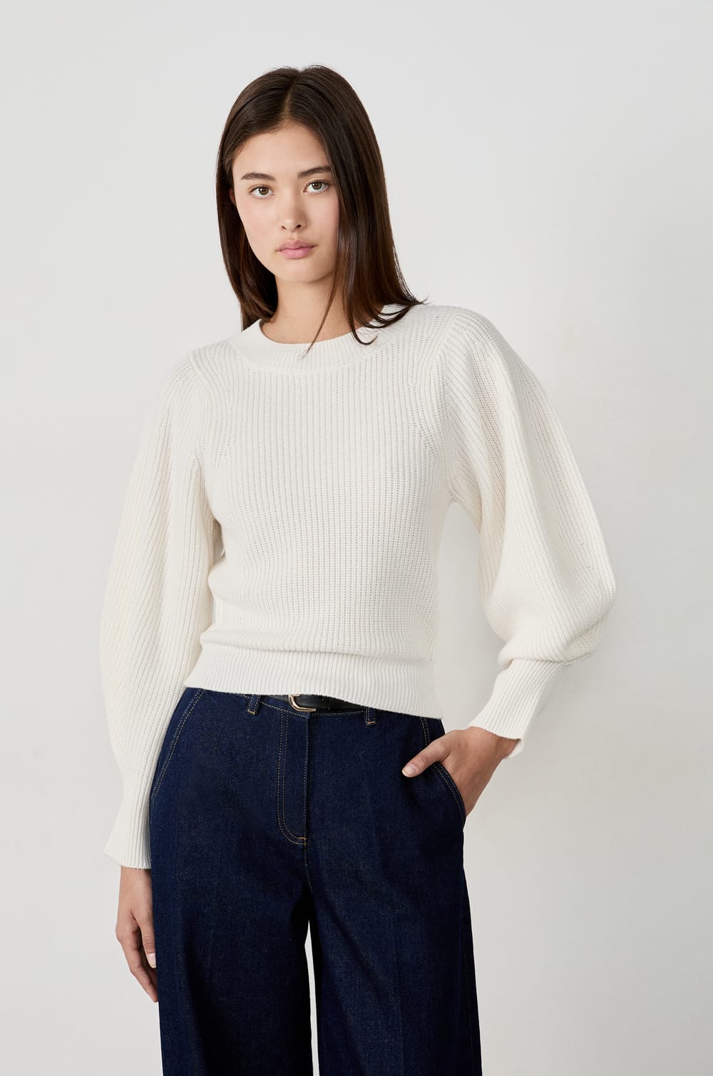 Pull à manches bouffantes;${refinementColor}