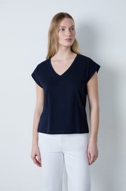 Camiseta de algodón con cuello en V;${refinementColor}
