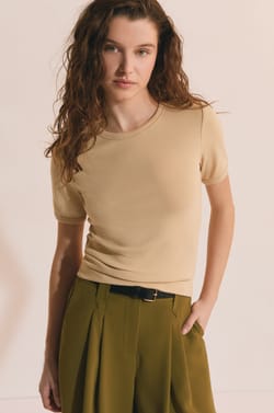 T-shirt manches courtes avec coton modal;${refinementColor}