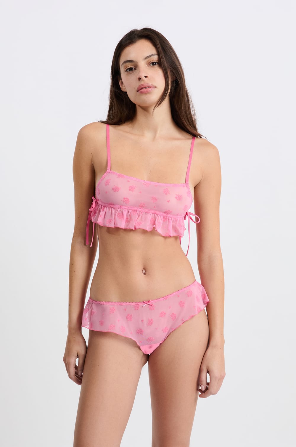 BH Bralette aus beflocktem Tüll;${refinementColor}