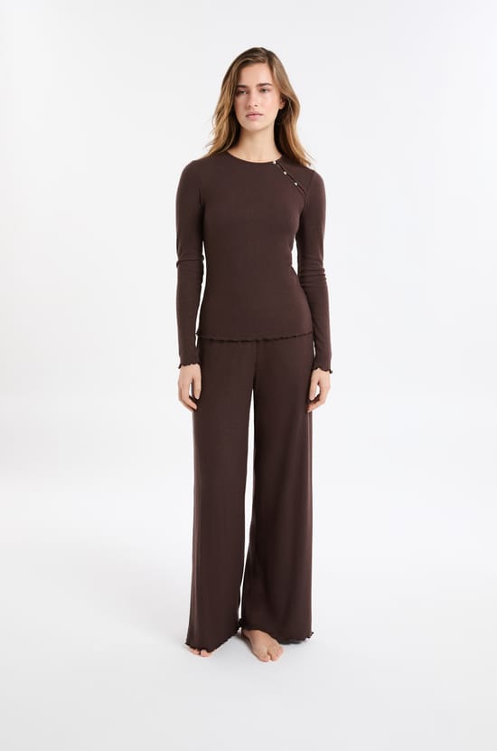 Pyjama T-shirt with Buttons;${refinementColor}