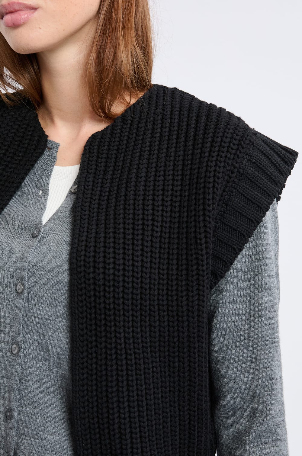 Gilet sans manches grosse maille;${refinementColor}