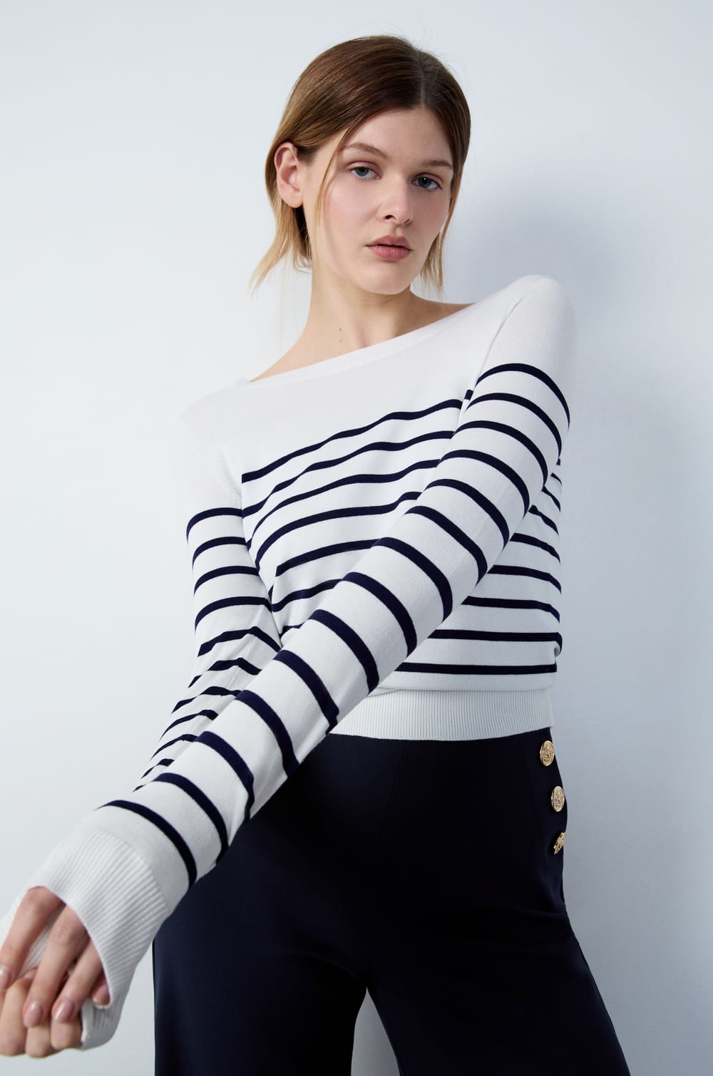 Pull marinière col bateau;${refinementColor}
