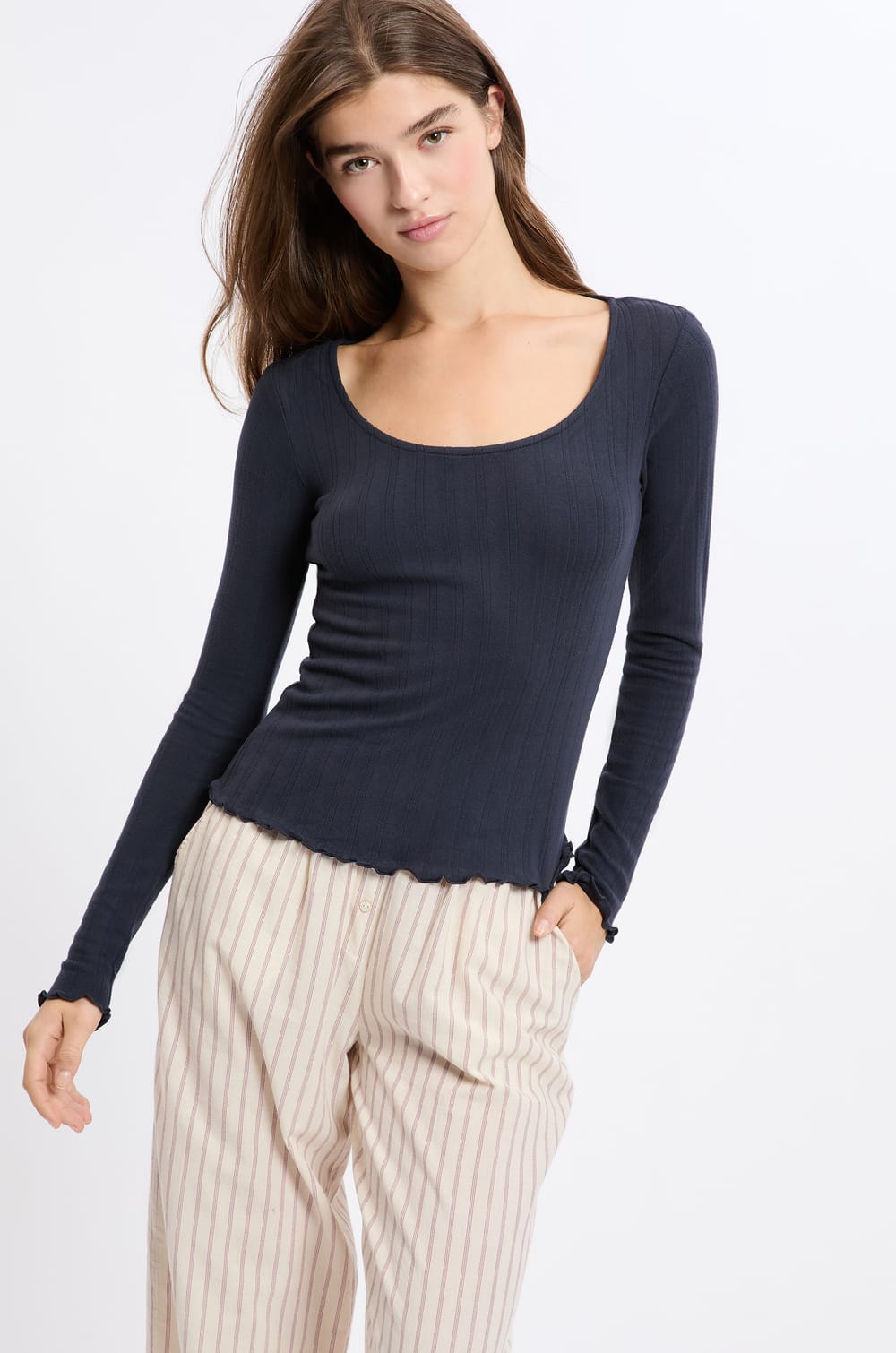 Playera pijama de mana larga;${refinementColor}