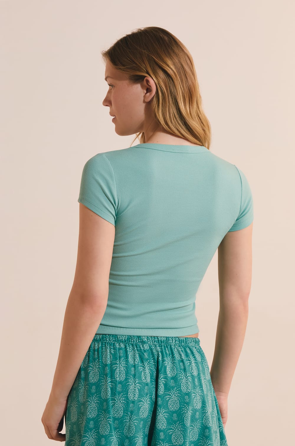 T-shirt de pyjama col rond avec coton;${refinementColor}
