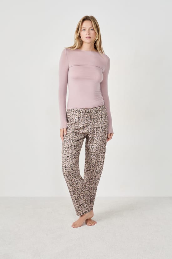 Pantalon de pyjama à fleurs;${refinementColor}