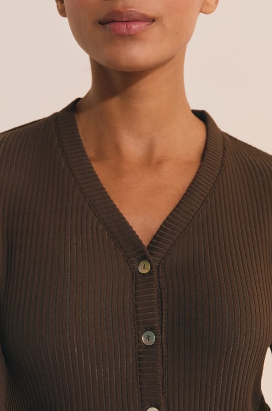 Ribbed Cotton Cardigan;${refinementColor}