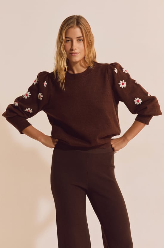 Pull avec motifs fleurs;${refinementColor}