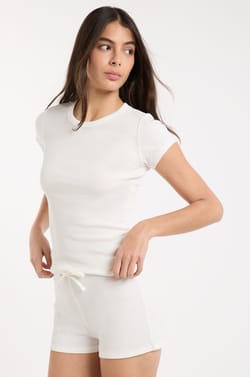 Camiseta de pijama de cuello redondo de algod&oacute;n;${refinementColor}