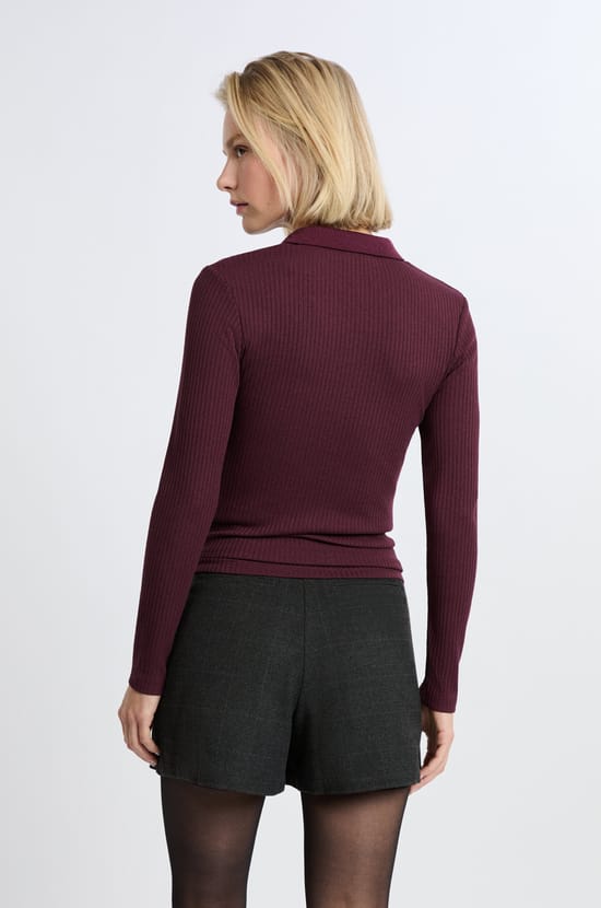 T-shirt manches longues col V;${refinementColor}