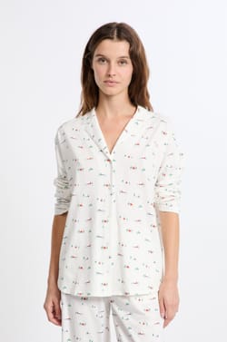 Chemise de pyjama à motifs en coton;${refinementColor}