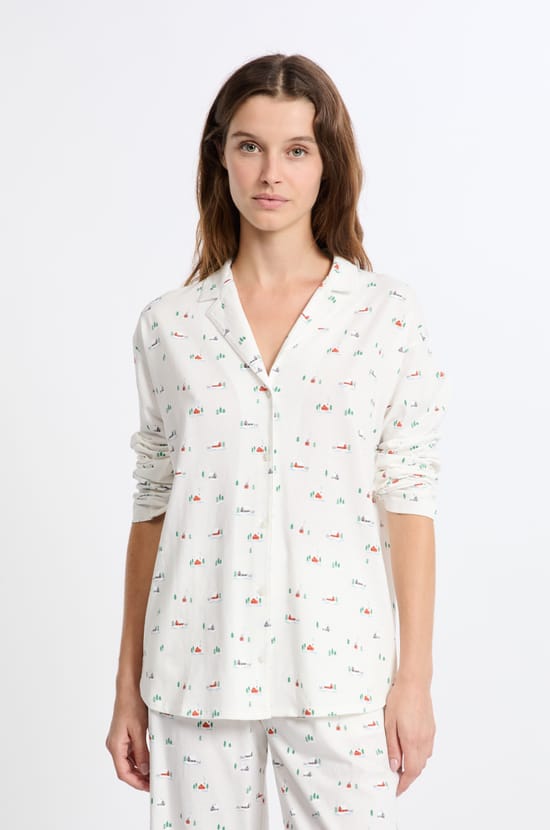 Chemise de pyjama à motifs en coton;${refinementColor}