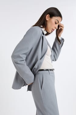 Veste blazer ray&eacute;e boutonn&eacute;e;${refinementColor}