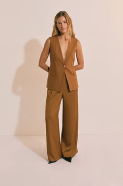 Veste de blazer sans manches avec lin;${refinementColor}