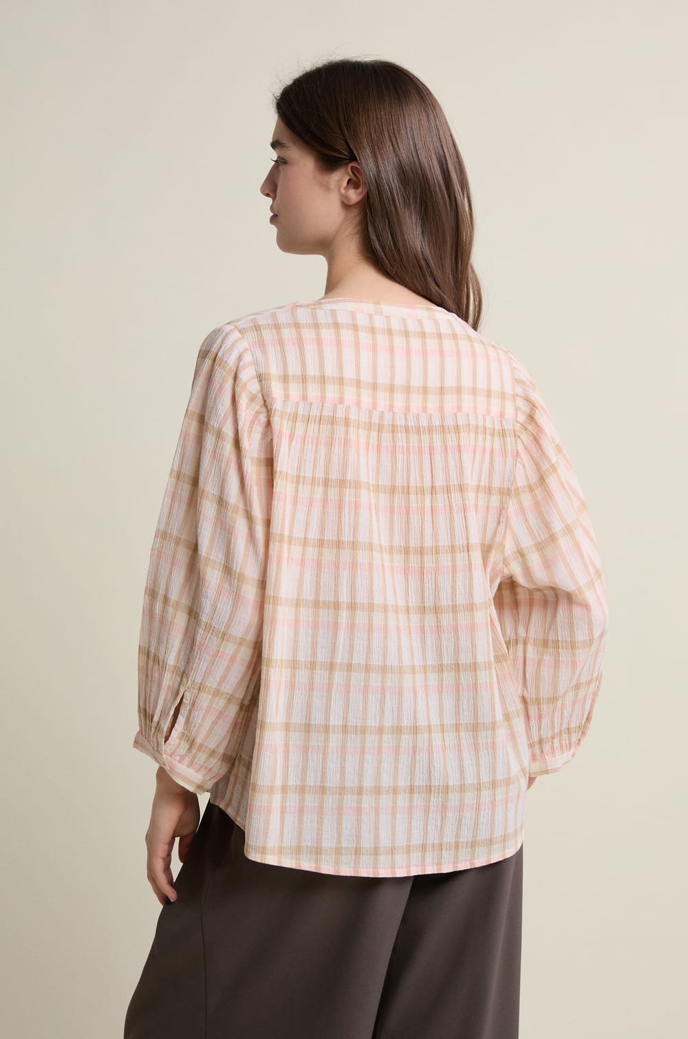 Checkered Cotton Blouse;${refinementColor}